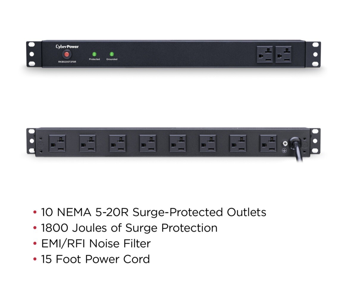 Cyberpower Rackbar Surge Protector RKBS20ST2F8R 20A