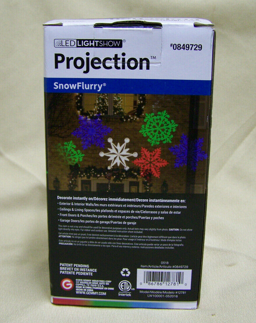 Gemmy Multicolor Snow Flurry Projection LED Lightshow #0849729 holiday light