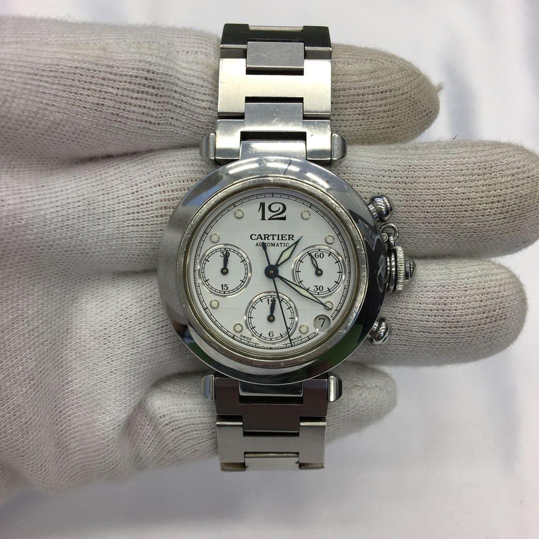 Cartier Watch Pasha C Chronograph 2412 Automatic Stainless Steel Water Resistant