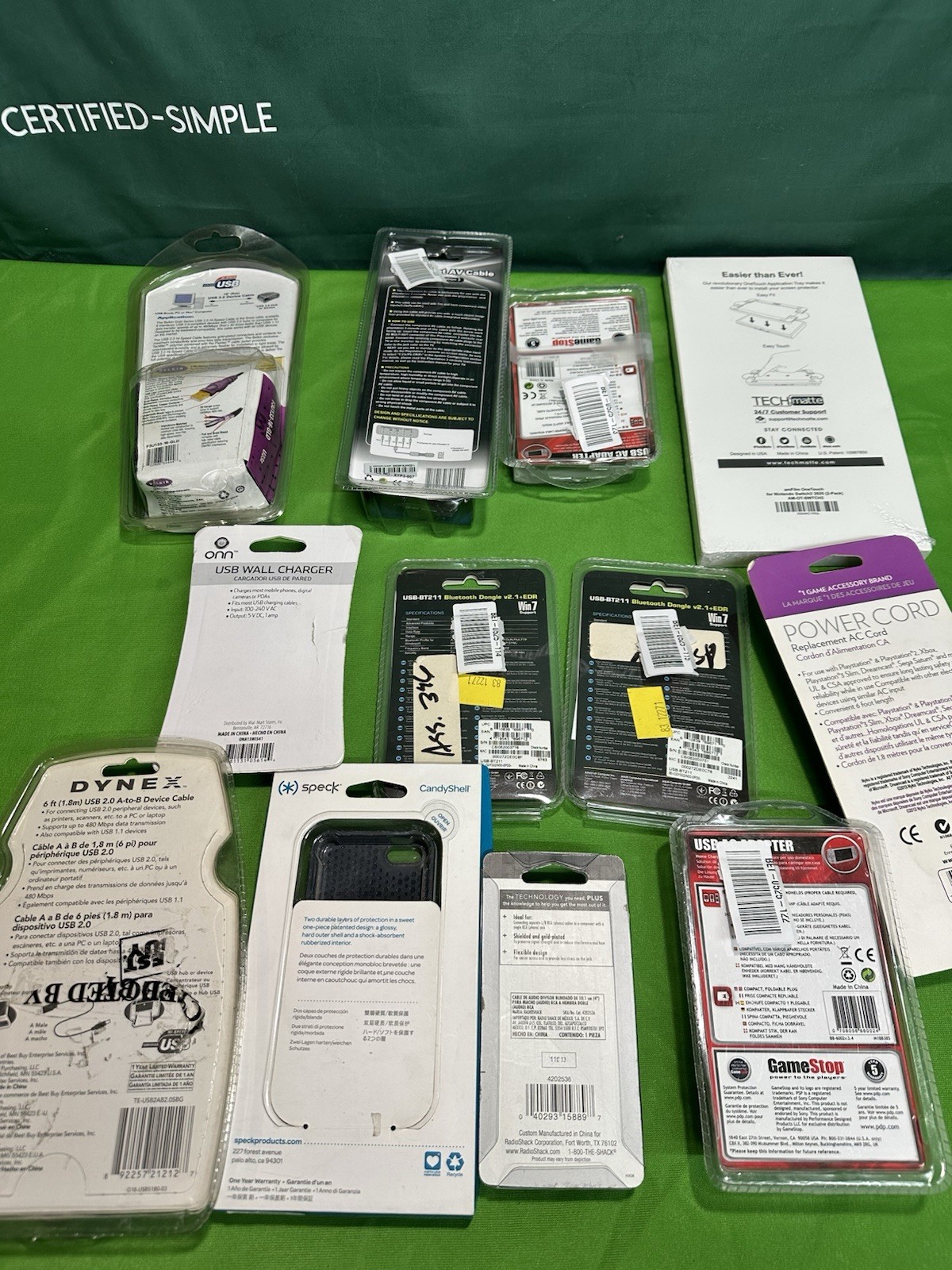 Lot of 12 New Old Stock Electronics Accessories Cables Chargers ASUS Bluetooth.
