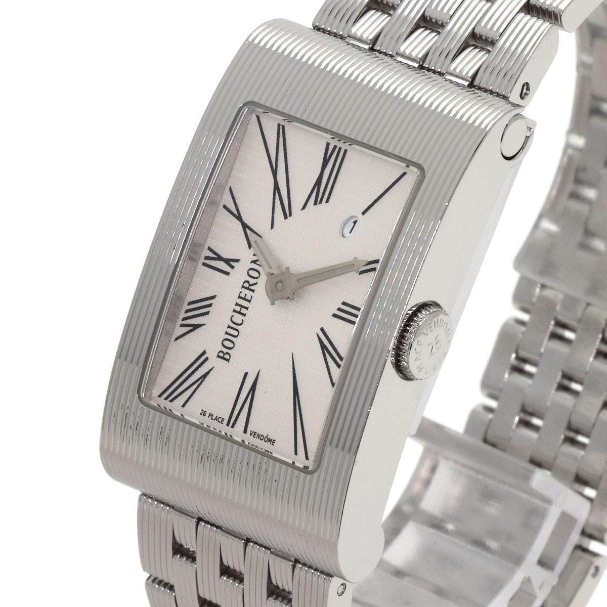 Boucheron Watch Reflet Silver Dial Stainless Steel Quartz Analog w/Box, Straps