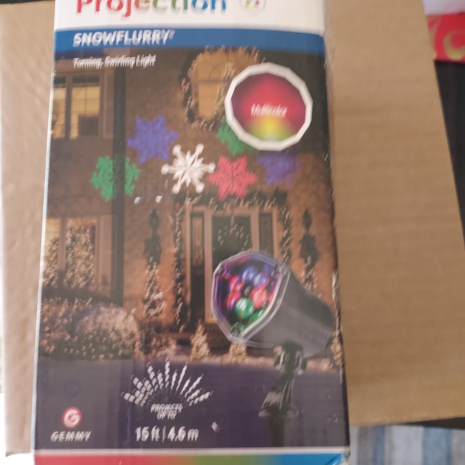 Led LightShow Projection Multicolor Snow Flurry Swirling Snowflakes NEW Open BOX