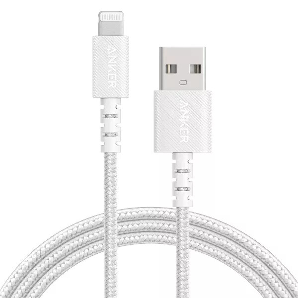 Anker 10′ Braided Lightnin to USB-A Charging Cable – White