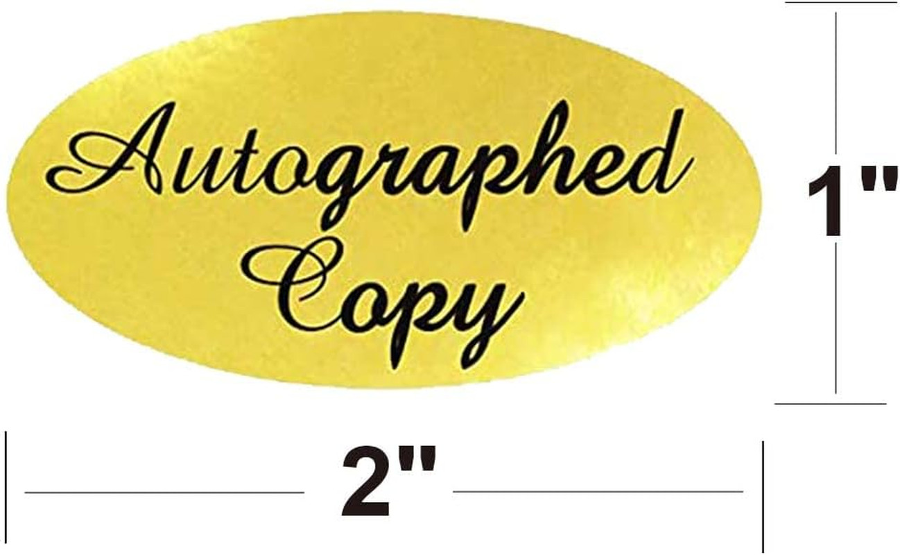 1008 PCS ‘Autographed Copy’ Stickers-1 X 2Inch Oval Gold Foil Labels Gold Foil A