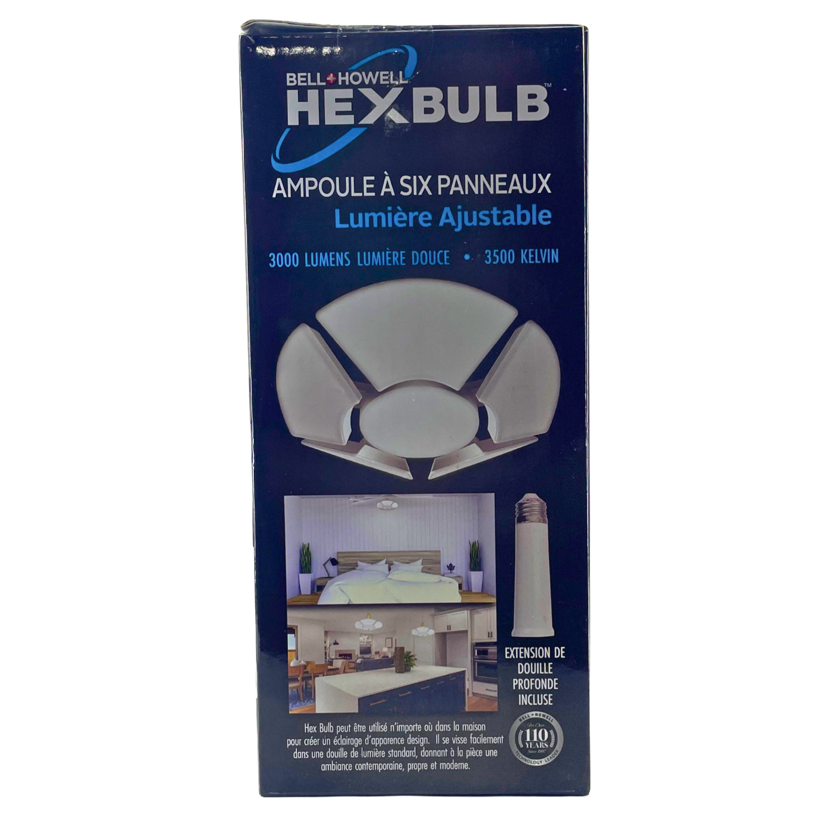 Bell + Howell Hex Bulb 6-Panel Adjustable LED Ceiling Light 3000 Lumens 2 Pack B