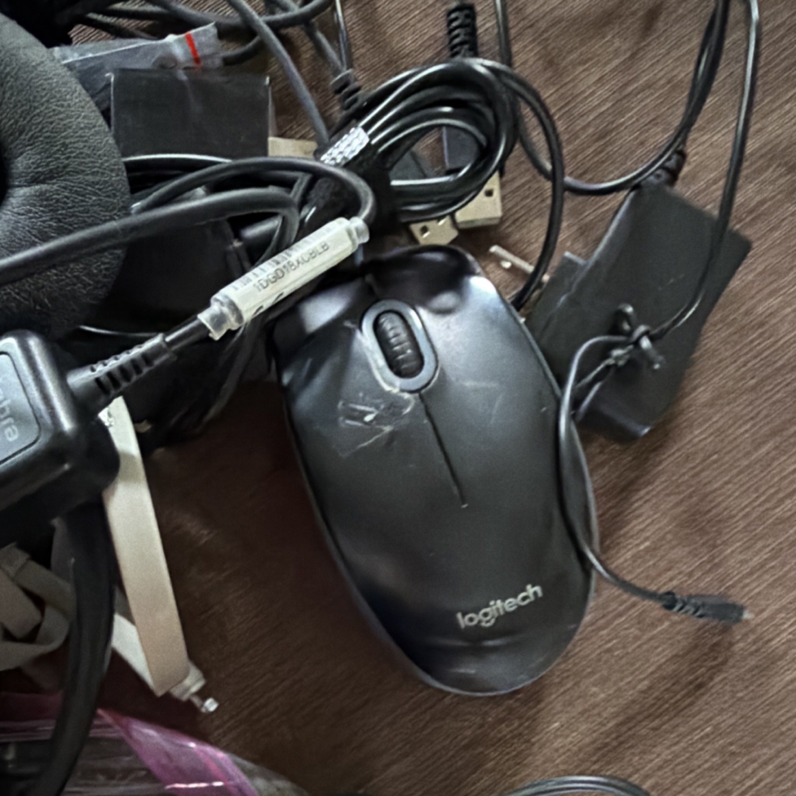 Logitech Lenovo Mixed Lot 2 Headsets Mouse tech tools Cables Accessories