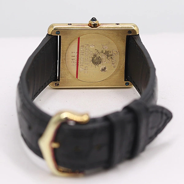 Cartier Must Tank 23051 Quartz SV925 Black Dial Ladies Watch Square Accessary