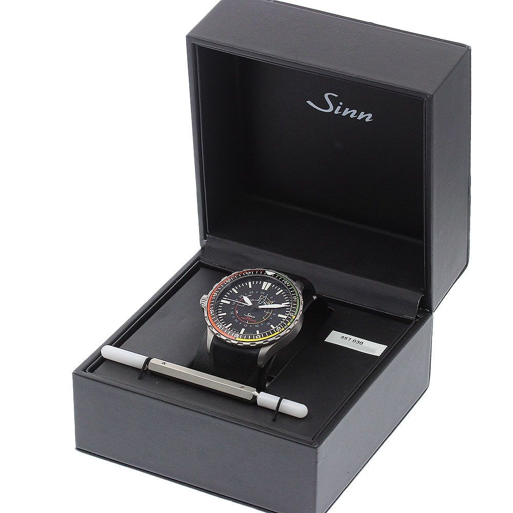 Sinn Watch Instrument 857 Date Automatic Black Dial Stainless Steel Rubber w/Box