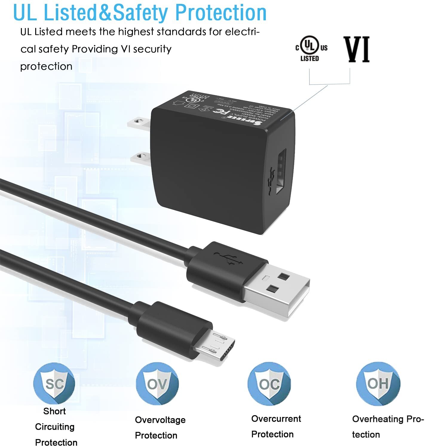 UL Listed 10W Charger Fit for Verizon Ellipsis 7 QTAIR,Ellipsis 8 QTAQZ3,Elli…