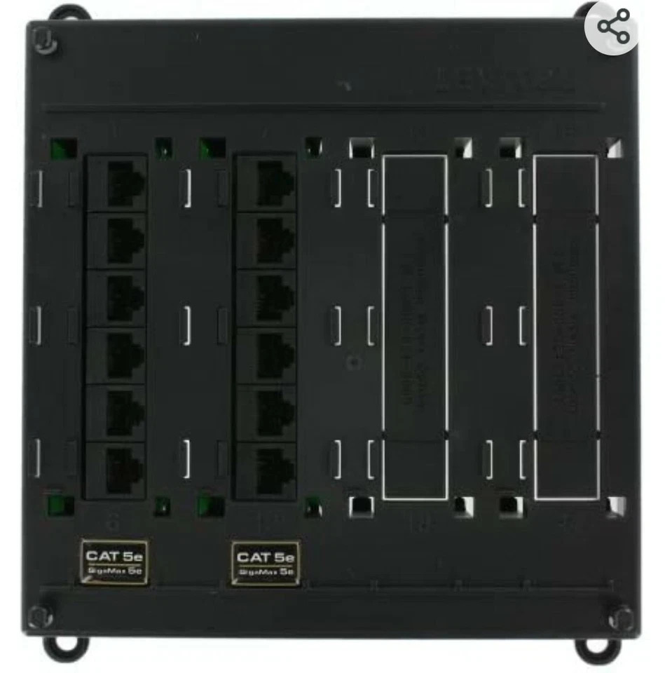 Leviton 476TM-512 12-Port CAT5e Patch Panel Black Network Cabling Panel