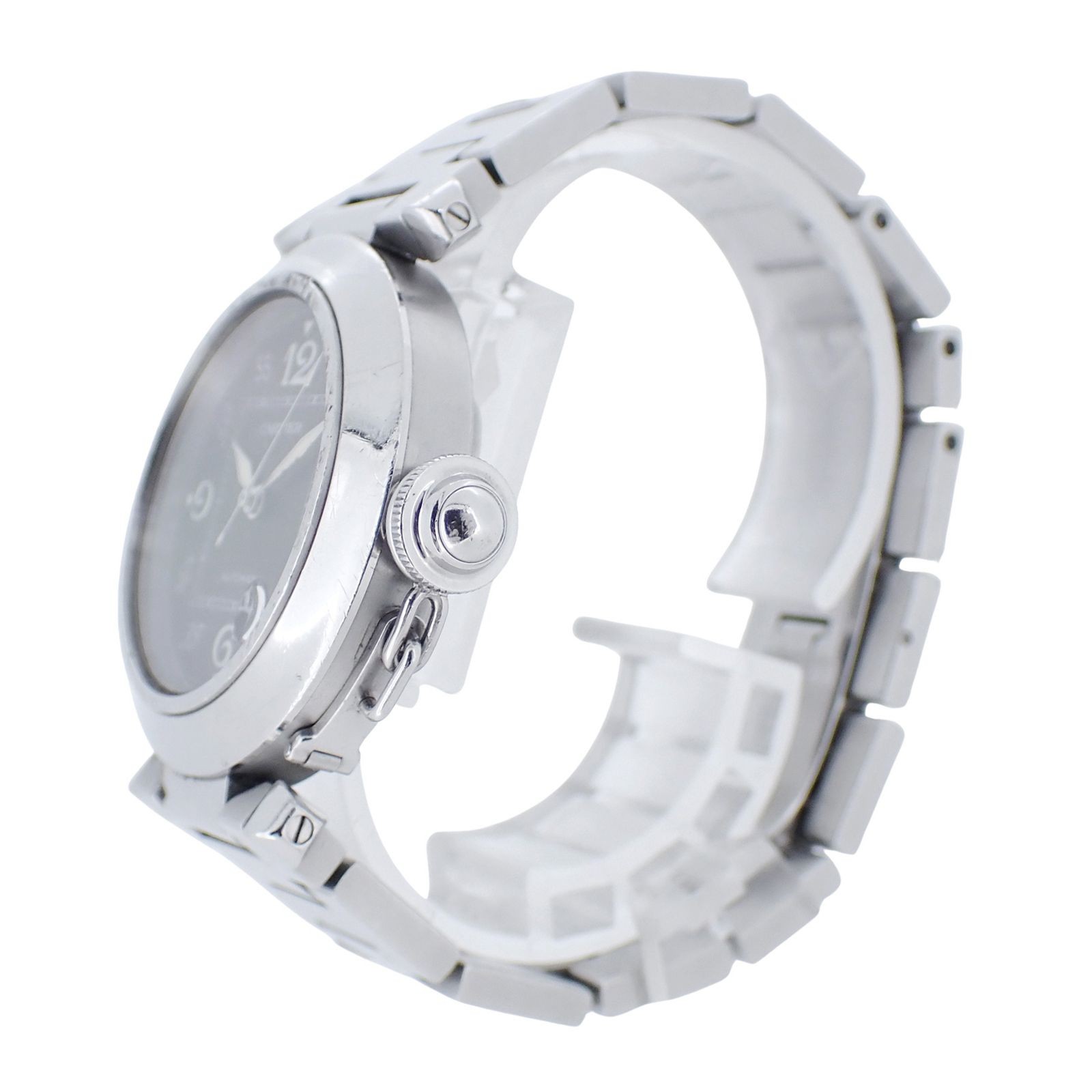 Cartier Watch Pasha C Silver Black Dial W31043M7 SS Automatic Men Women Unisex