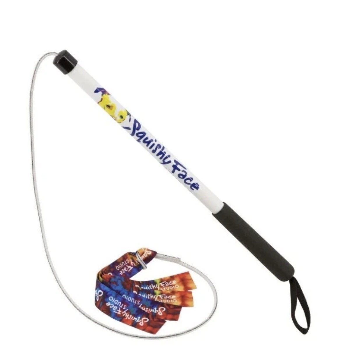 Squishy Face Flirt Pole Jr V2 with Rainbow Squeaker Lure Dog Exercise