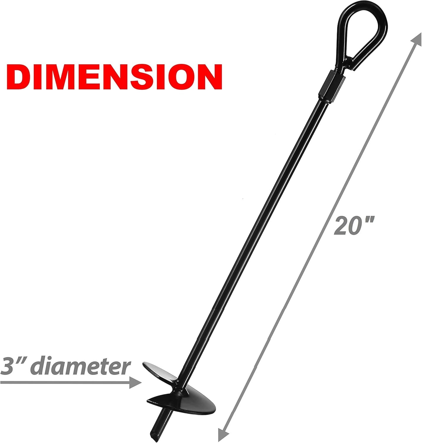 20” Ground Anchors Heavy Duty Hook for Tent Canopy Car Port Easy Use with Drill