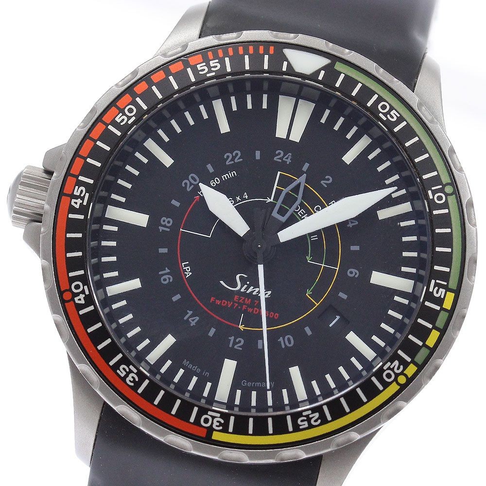 Sinn Watch Instrument 857 Date Automatic Black Dial Stainless Steel Rubber w/Box