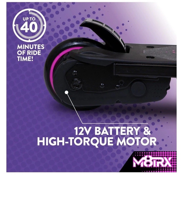 M8TRX pink 12V Electric Scooter for kids Ages 6-12 Powered E-Scooter￼￼