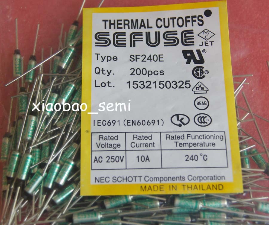 100PCS SF240E SEFUSE Cutoffs NEC Thermal Fuse 240°C 240 Degree 10A 250V