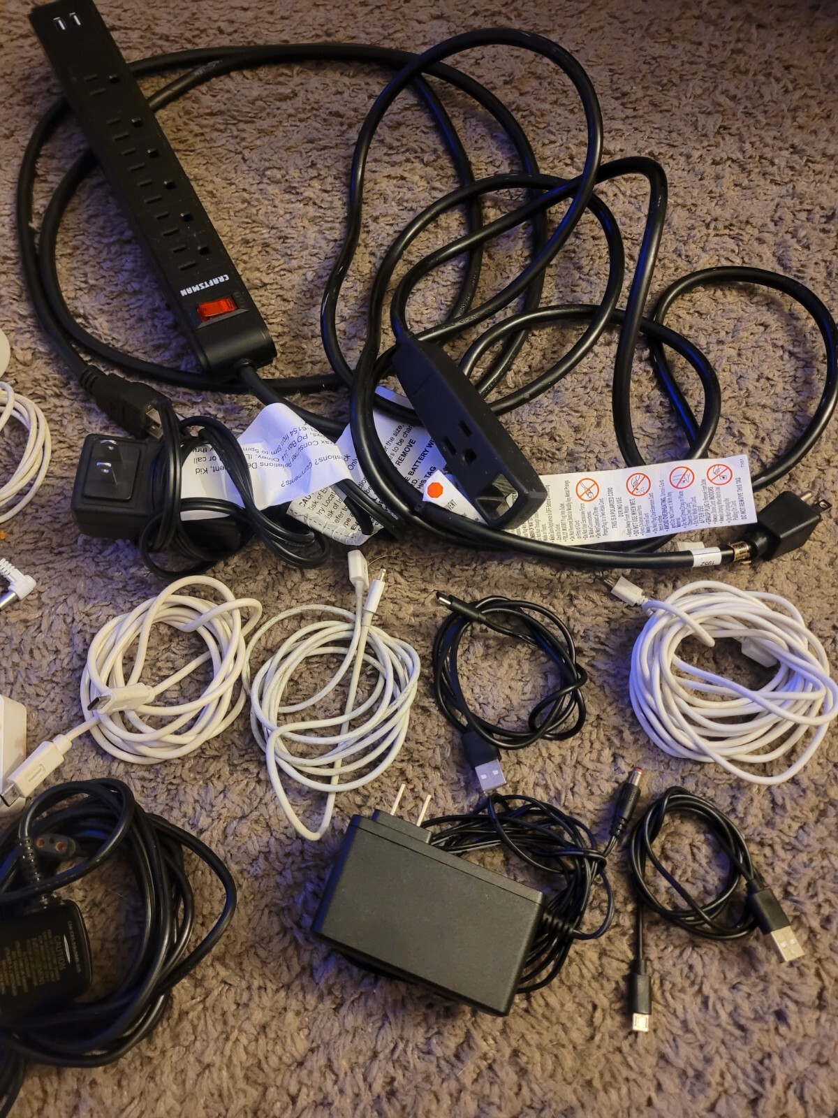 Electronic Cords Lot With Power Cords And Speakers Untested Lot