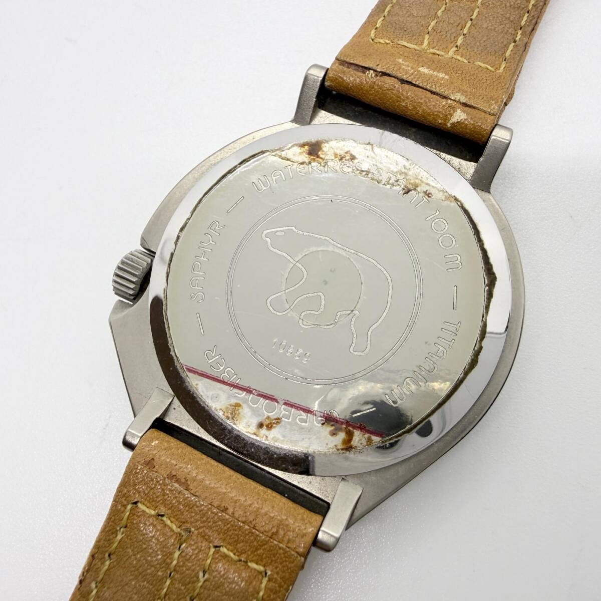 YEMA Watch 10859 Gray Quartz Leather Men’s Arctic Commemorative Model No Working