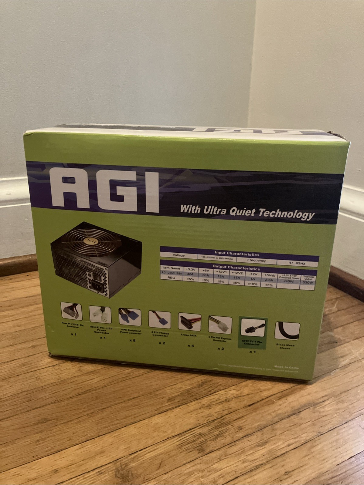 550W ATX Power Supply Computer PSU 550 Watt Desktop PC AGI U550UBBK HEC-TF Fan