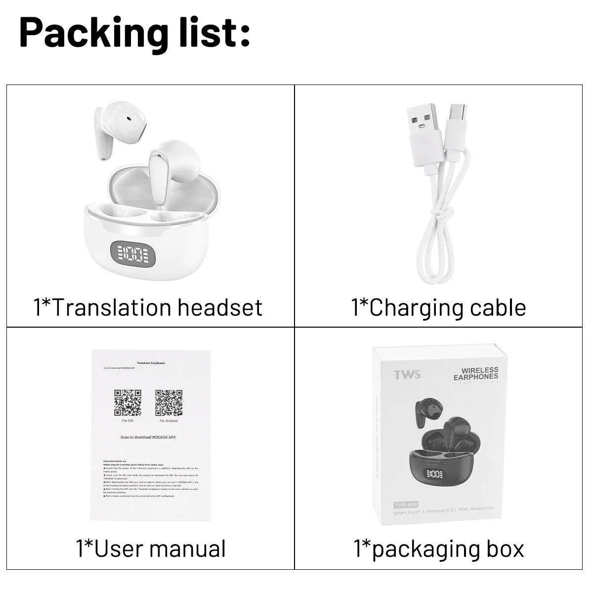 2025 AI Translation Earbuds Language Translation Device 144 Languages & Accents