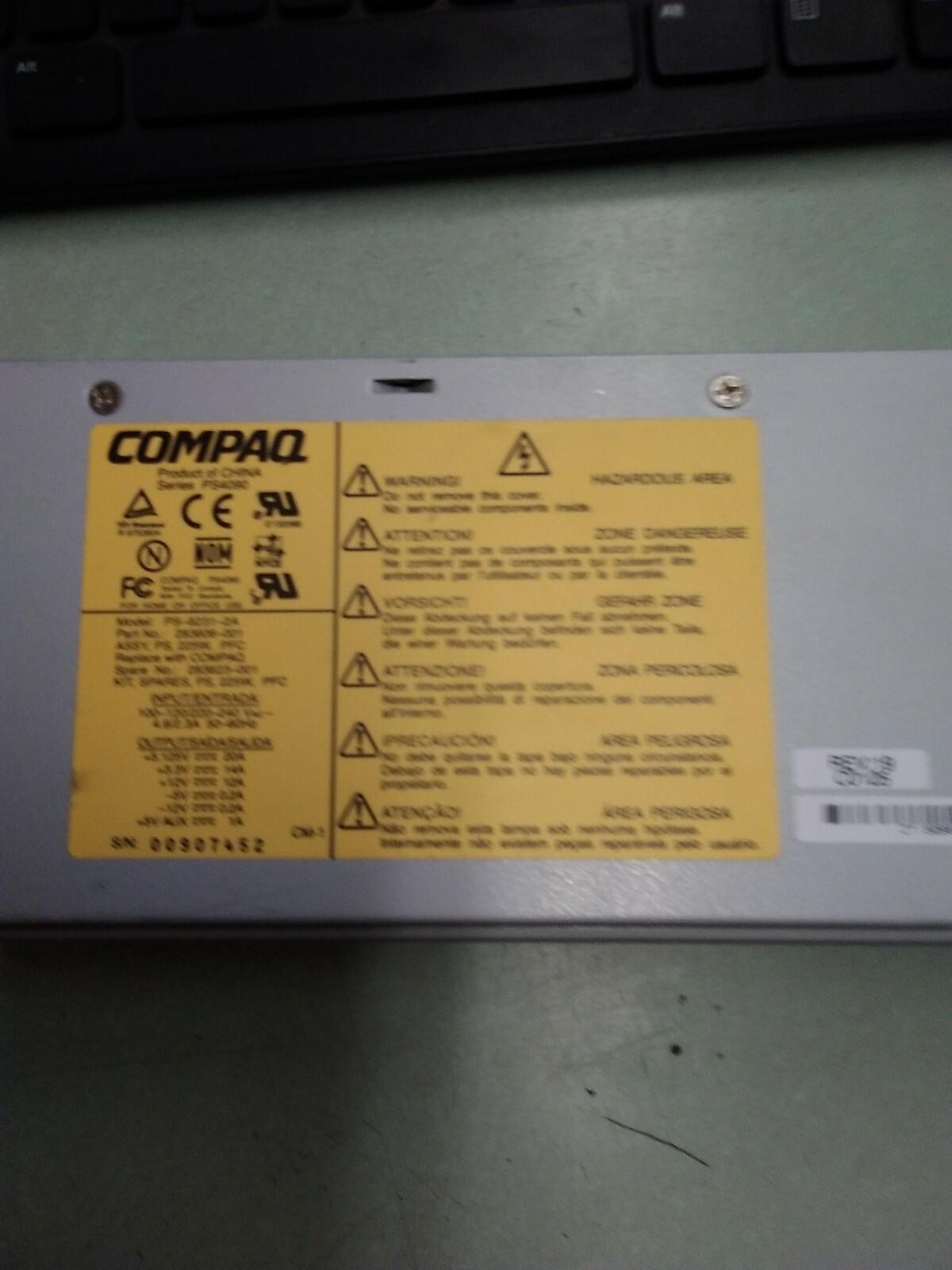 COMPAQ PS4090 PS-6231-2A P/N 283606-001 POWER SUPPLY 225W REV 19