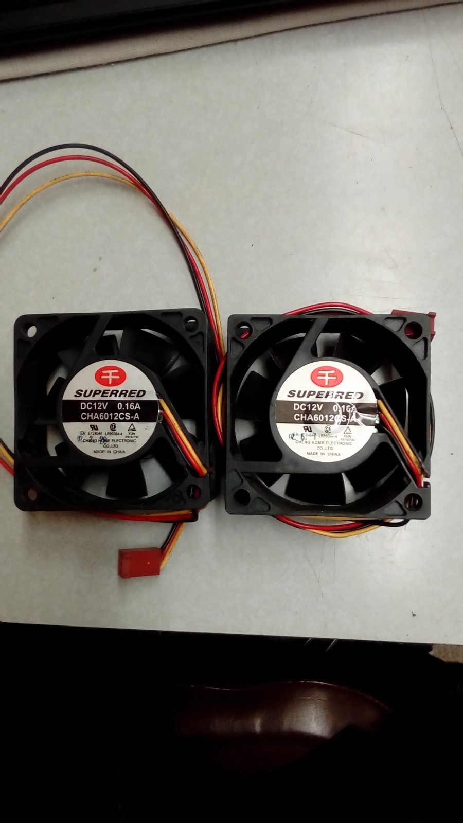 Lot of 2 SUPERRED Cooling Fans CHA6012CS-A DC12V 0.16A 3wire 3pin