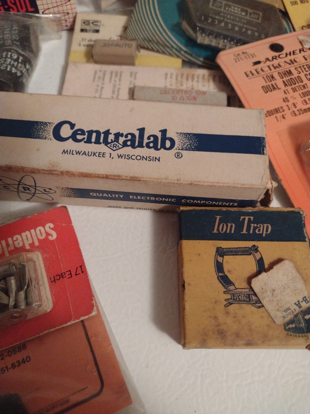 Vintage Assortment Of Electrical Components Olson Tung-sol Bulbs Etc