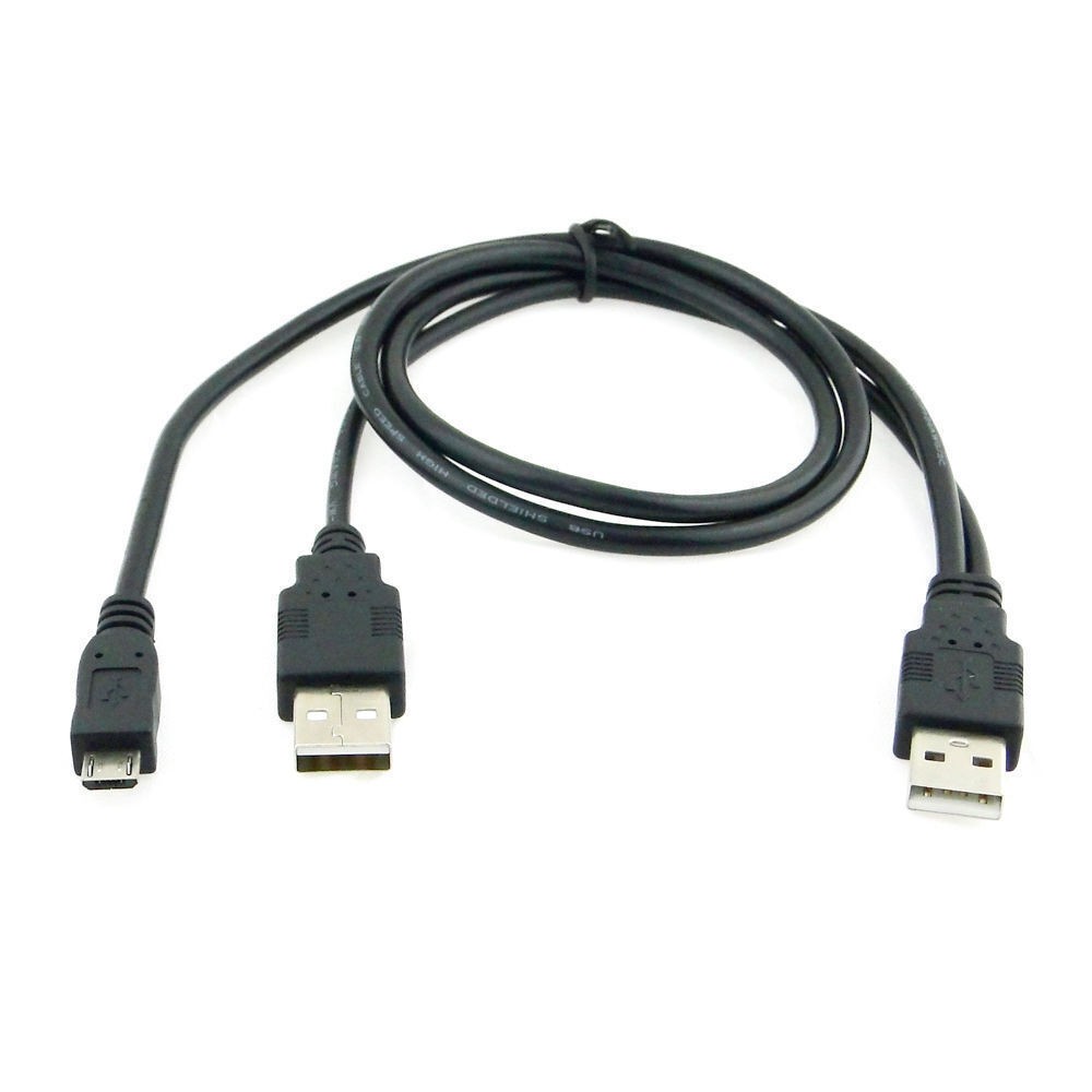 Micro USB 5pin to two USB A type Y Cable Cord For 2.5″ Mobile Hard Disk