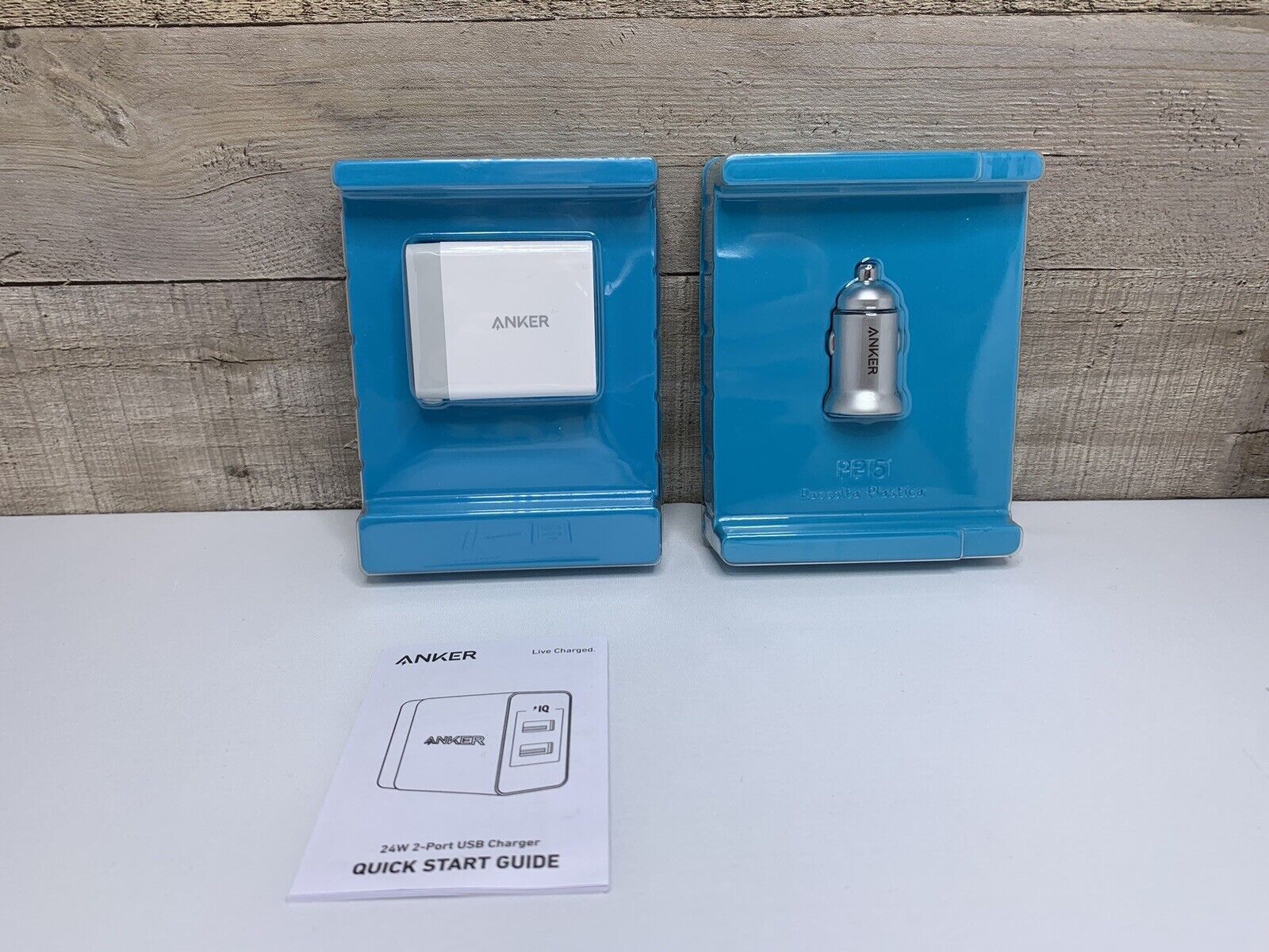 Lot of 2 Anker 2-Port USB Type A Port 24W Wall and Car Charger Anker IQ