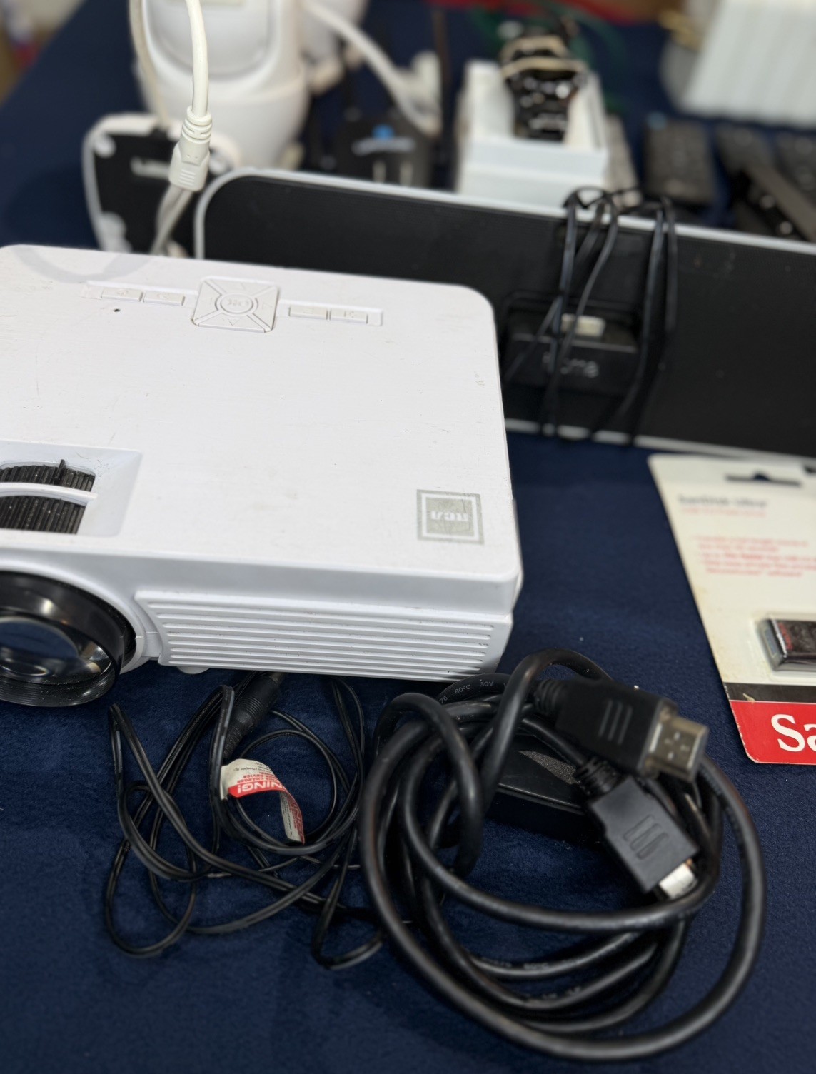 Lot Of Random Electronics, projector, light beam, camera, Remotes , See Pics