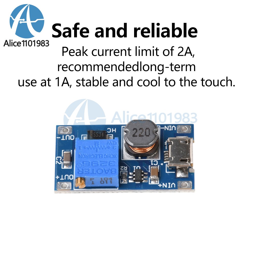 5PCS 2A booster board DC-DC step-up module 2/24V to 5/9/12 / 28V Replace XL6009