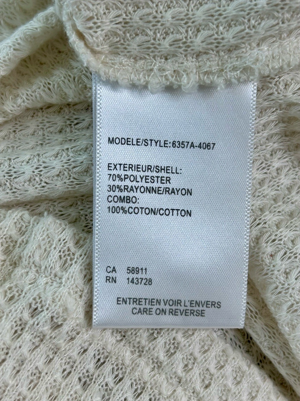 Casual Long Sleeve Top Cream Size M Women’s Sweater