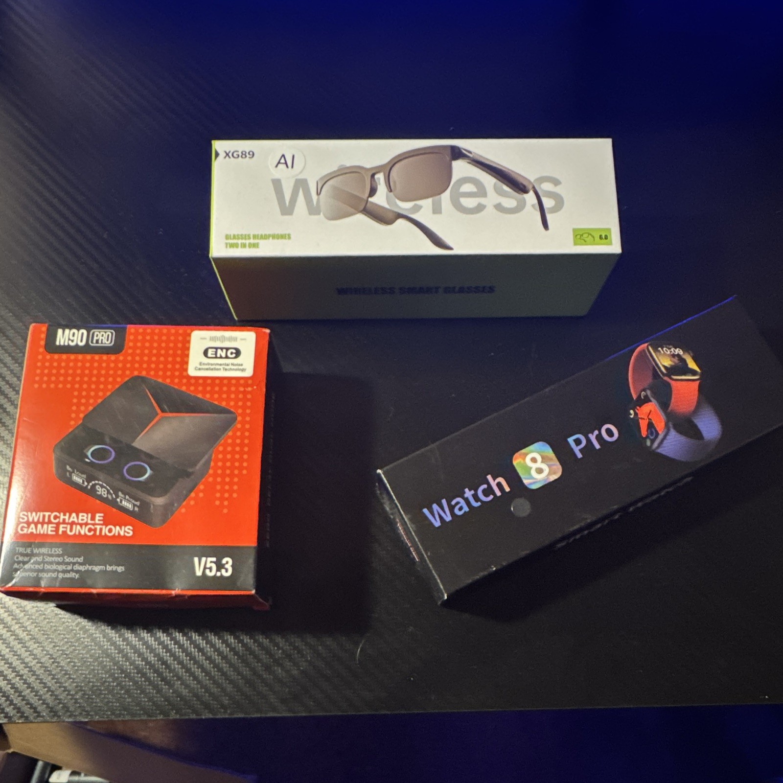 Wireless Smart Glasses XG89 + Watch 8 Pro Smartwatch + M90 PRO Earbuds