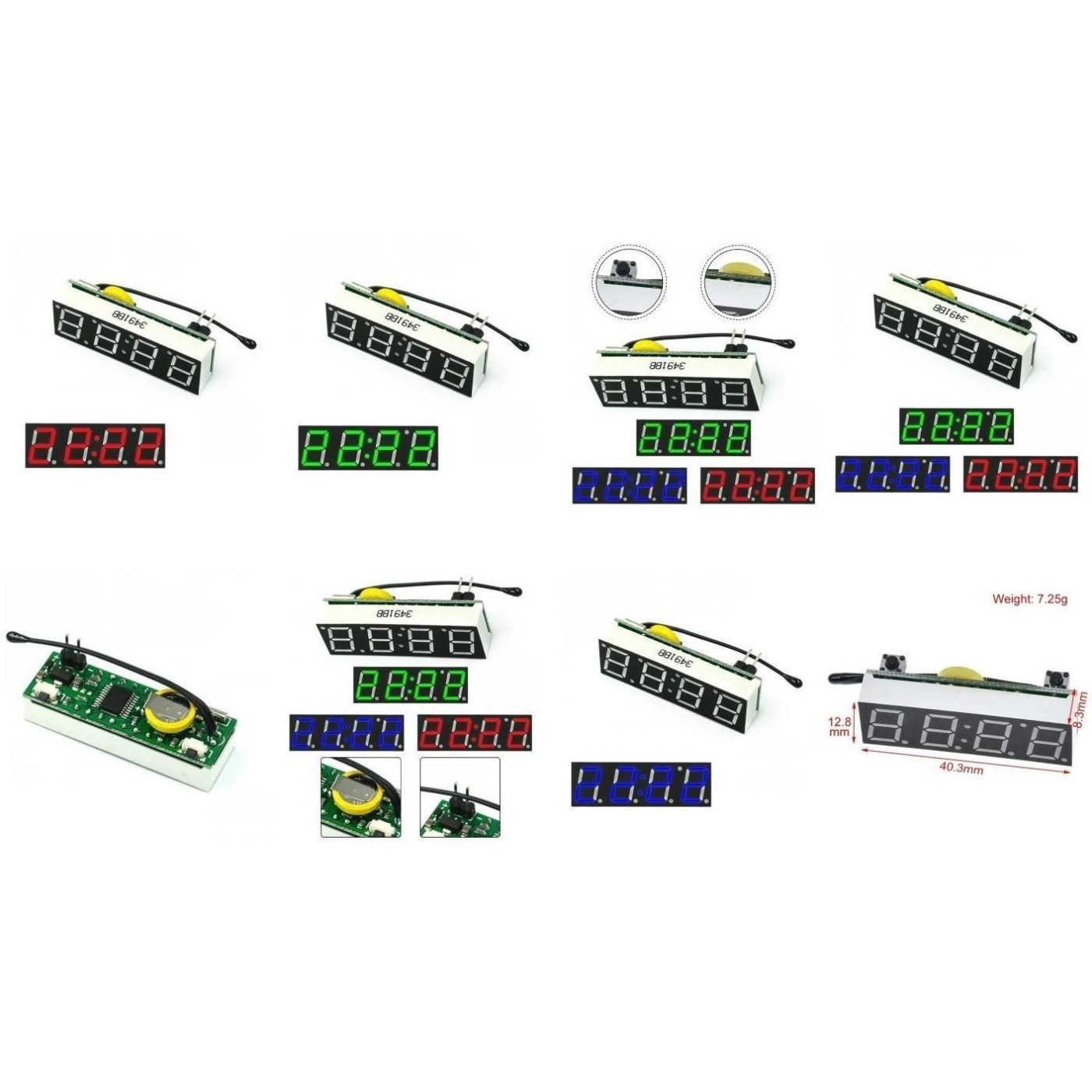 Digital Clock Module Customizable Display Options Automatic Brightness Control