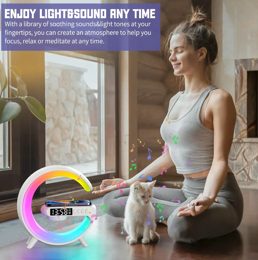 Multifunction Wireless Charger Pad Stand Speaker TF RGB Night Light 15W