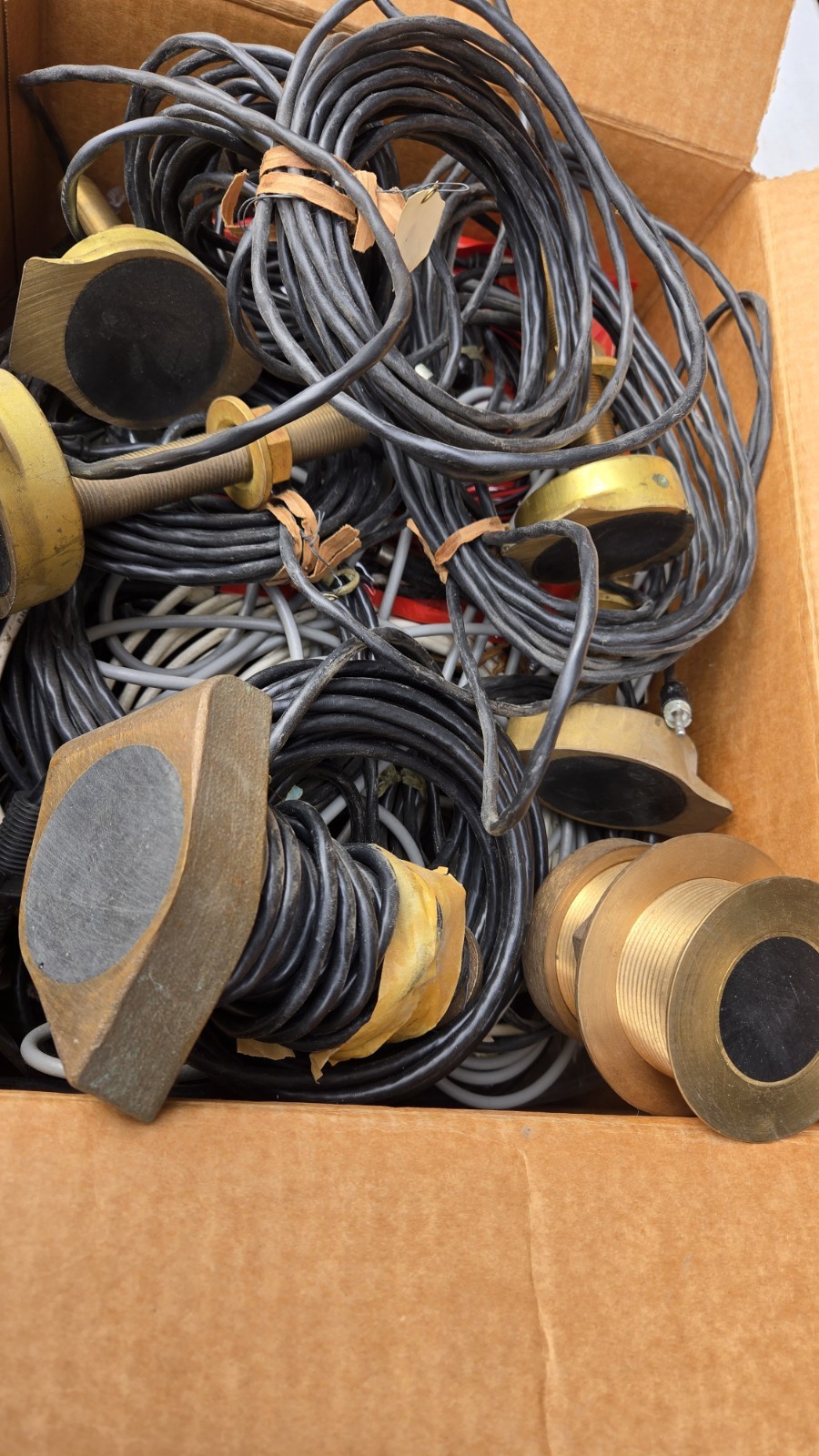 Vintage Solid Brass Thru-Hull Marine Transducers,Parts-Classic Boat Restoration