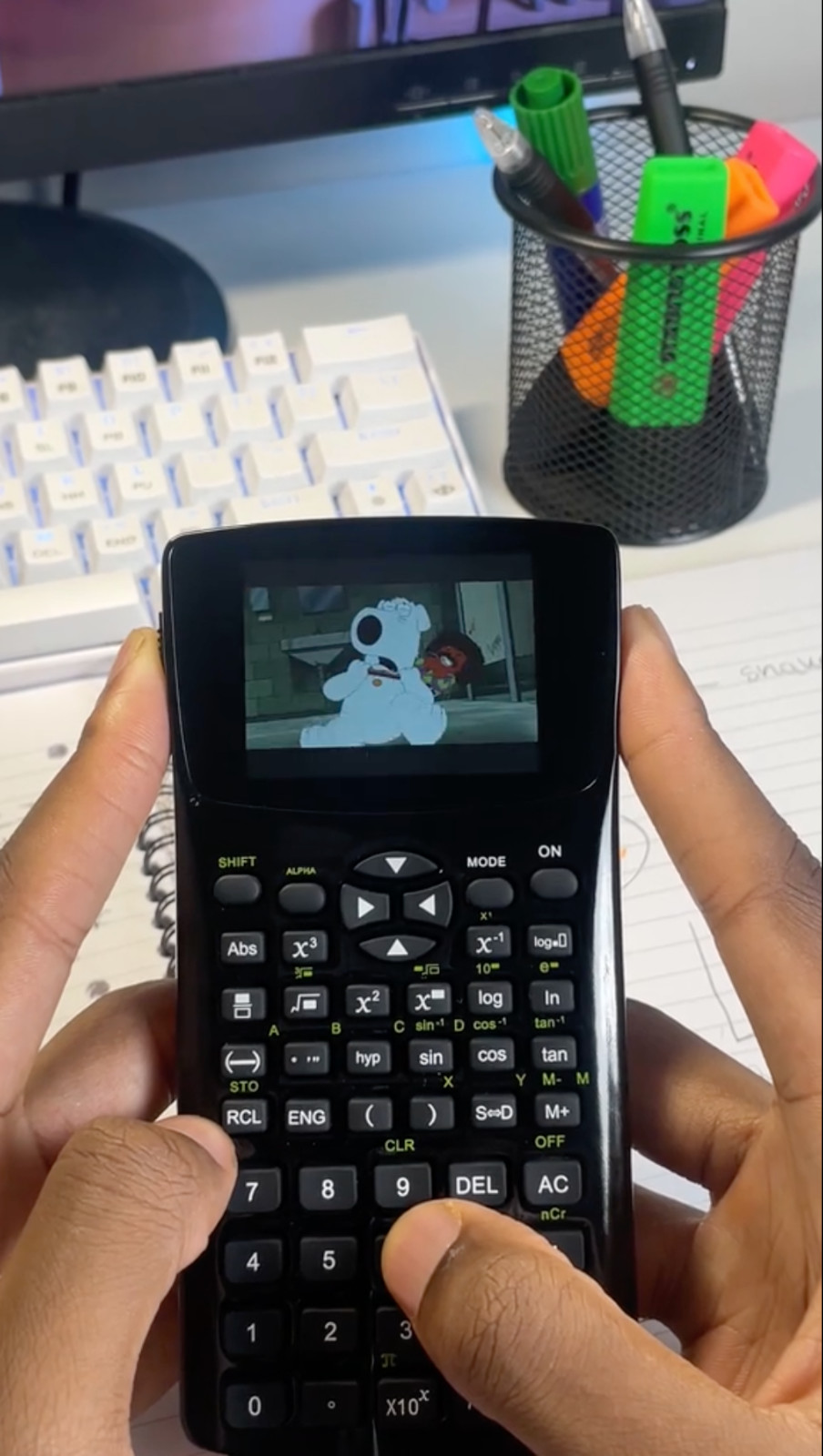 Cheating Calculator w/File Storage For Exams Privacy Screen w/Emergency Button!!