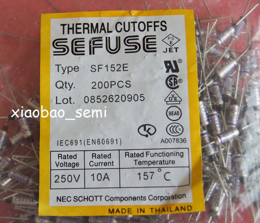 20PCS SF152E SEFUSE Cutoffs NEC Thermal Fuse 157°C 157 Degree 10A 250V