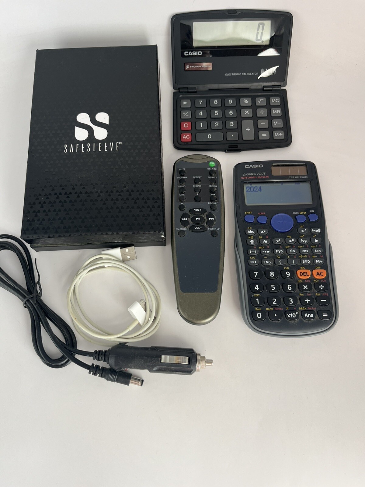 Electronics Calculators Lot W/ Anti Radiation Safesleeve & Cords