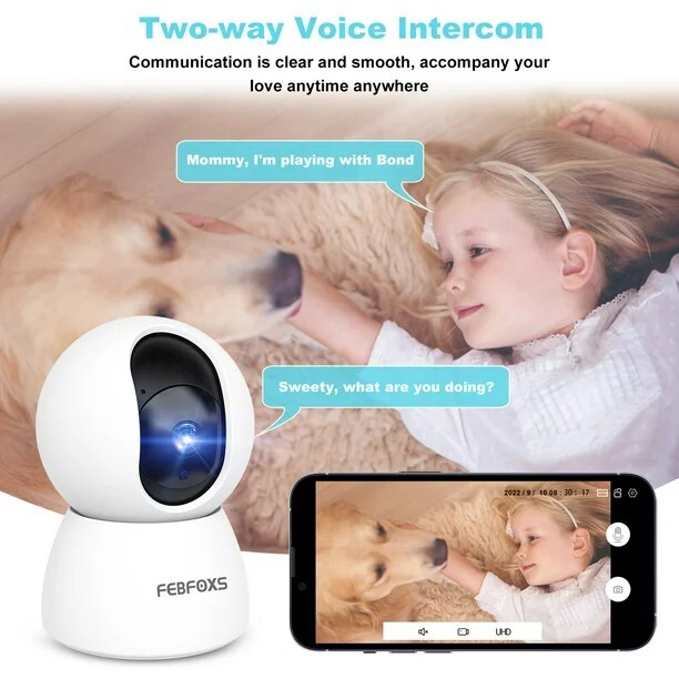 360 degrees Baby monitor security camera, Night vision, Two way audio