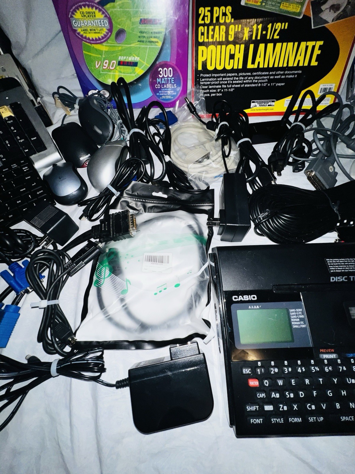 LOT OF ASSOCIATED ￼ELECTRONICS, KEYBOARDS, MOUSE, SPEAKERS, LAMINATER, CAMERAS