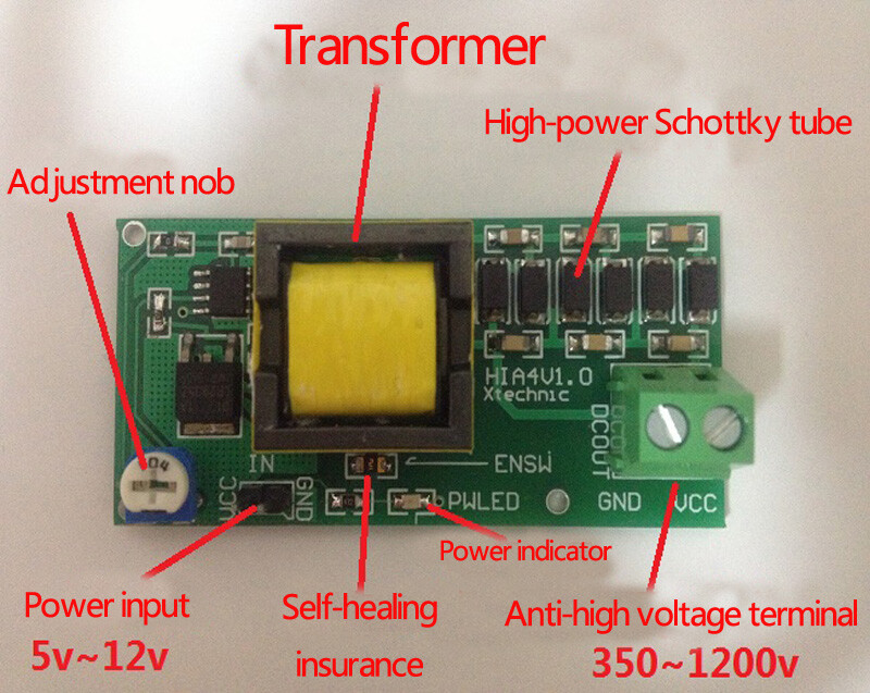 High Voltage DC-DC Boost Converter 5V-12V Step up to 300V-1200V Power Module