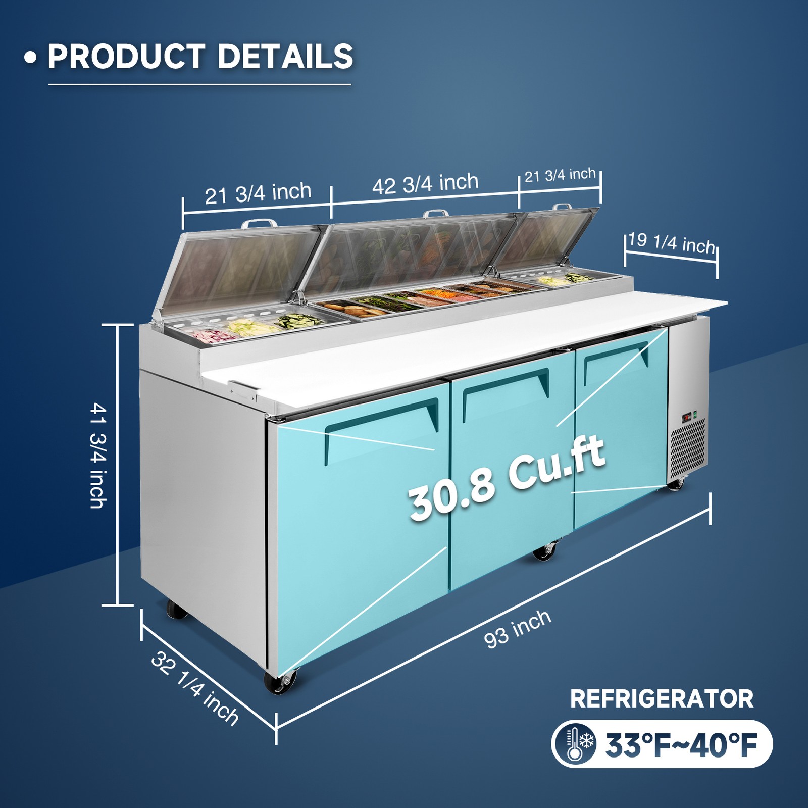 Carel Digital Temperature Controller Refrigerated Pizza Prep Table