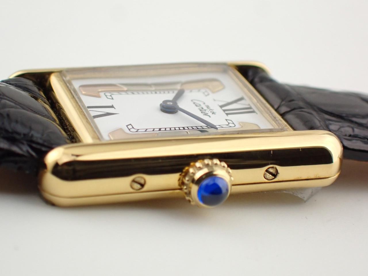 Cartier Must Tank SM W1006354 White Square Dial Box Quartz Watch Accessary Auth
