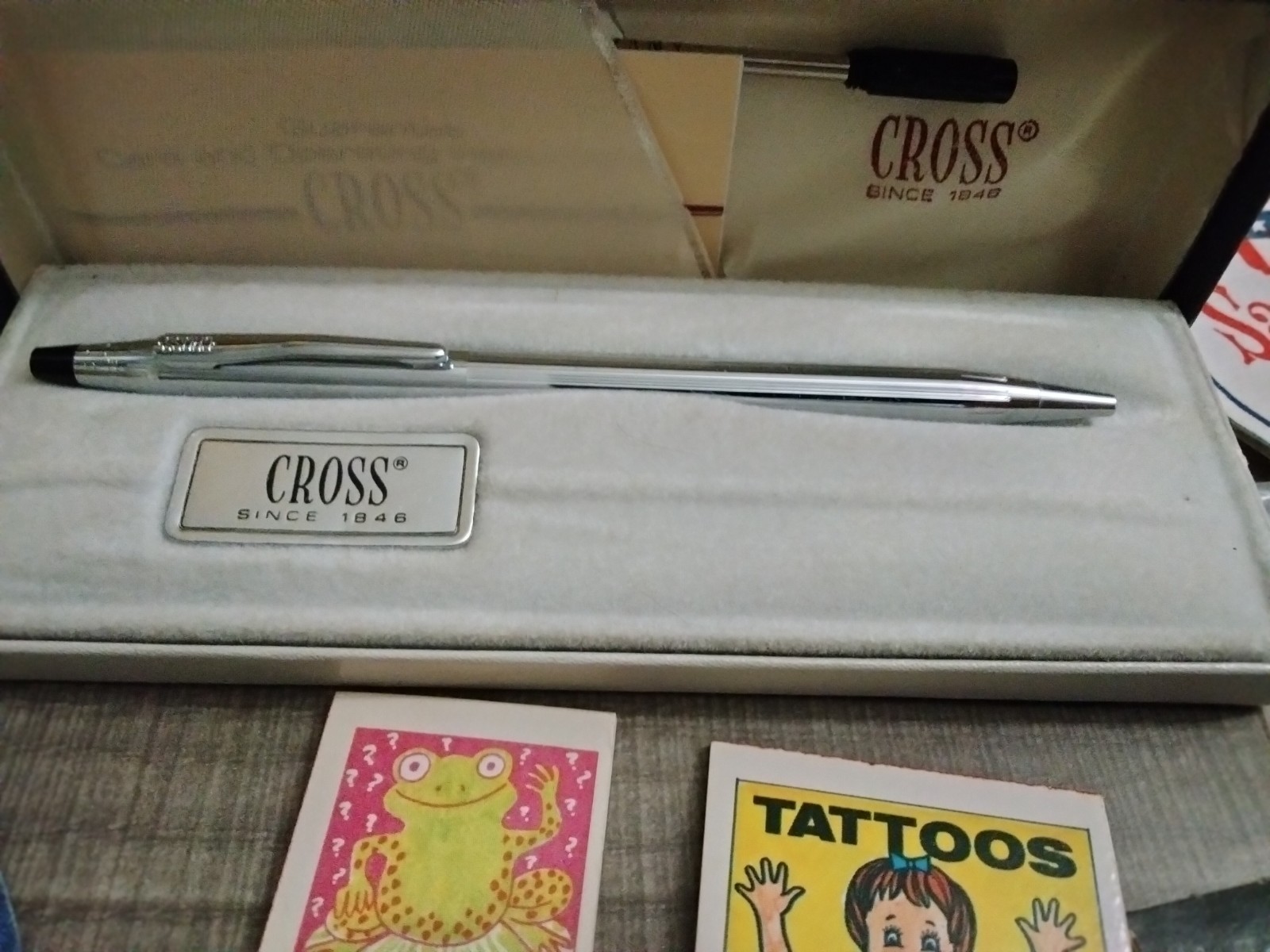 Vintage Junk Drawer Lot of Gadgets – Silver Certificate – Decals – Cross Pen ++