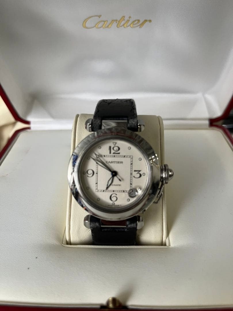 CARTIER Watch Pasha 2324 Leather Stainless Steel Case Diameter 36mm Automatic