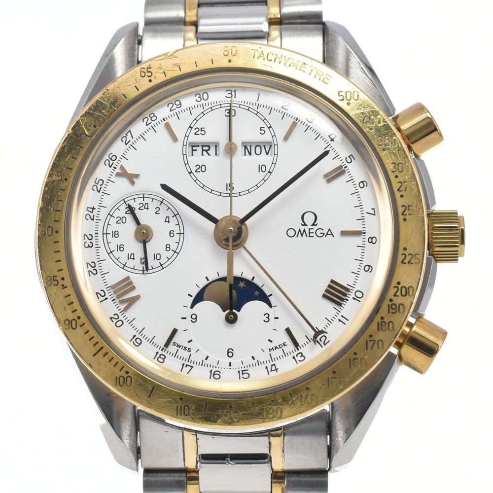 Omega Speedmaster Moonphase 18K Yellow Gold Bezel White Automatic Men’s Watch