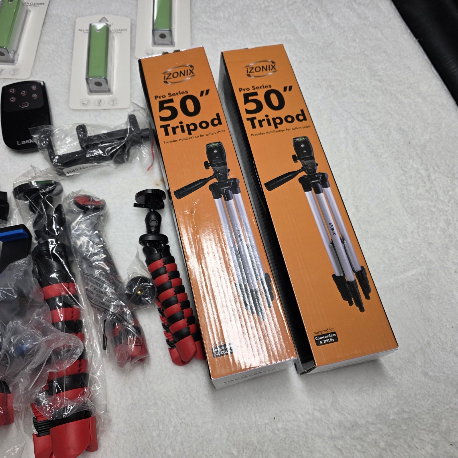 Junk Drawer Lot Mixed Electronics, Video Making Kits,Remotes New/Used Sold As Is