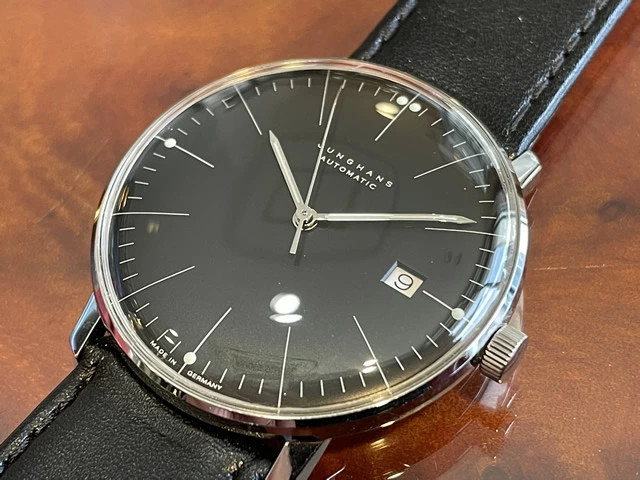 Junghans Automatic 38mm watch Max Bill 027 4701 00 black men leather