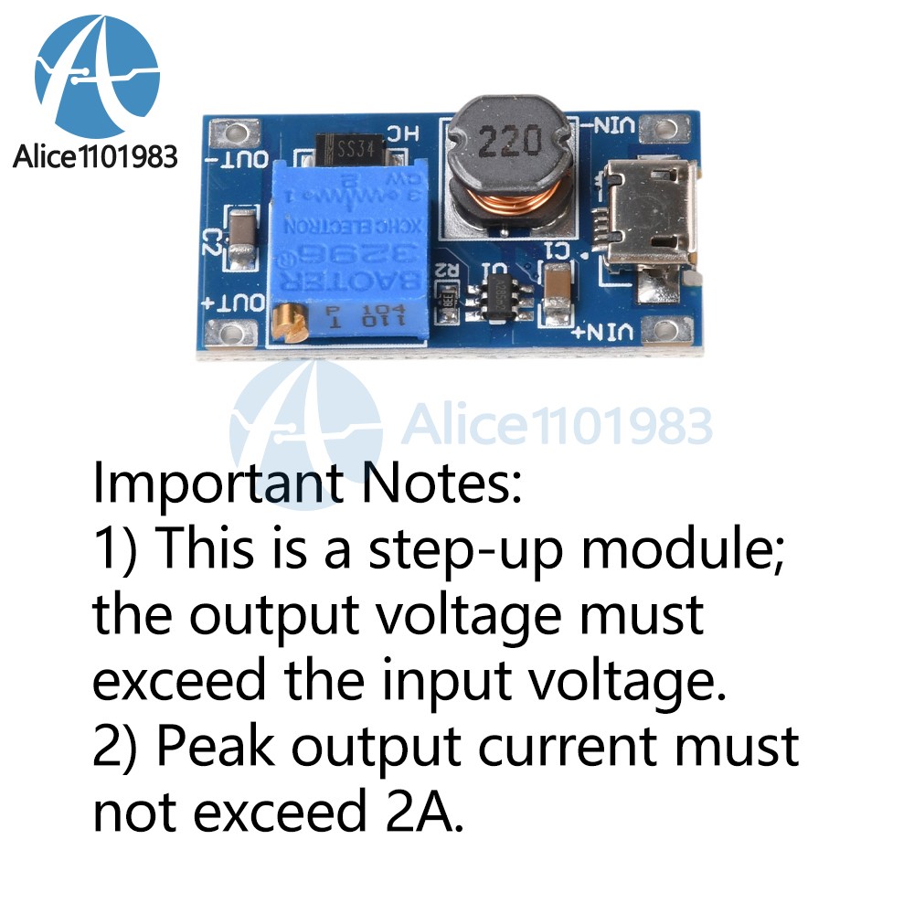 5PCS 2A booster board DC-DC step-up module 2/24V to 5/9/12 / 28V Replace XL6009
